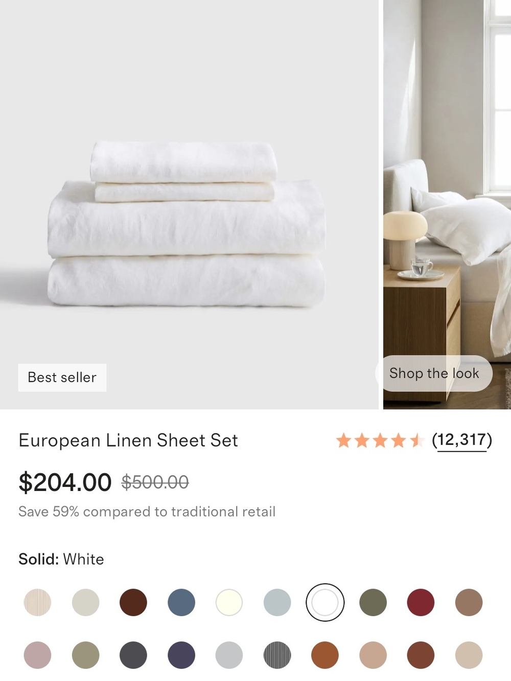 Quince European Linen Sheet Set - White